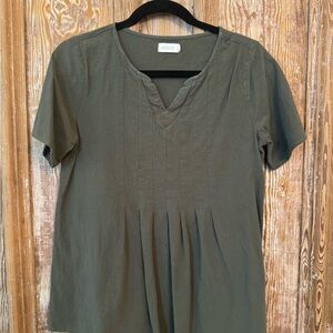 Roolee Olive Green Pleated Top